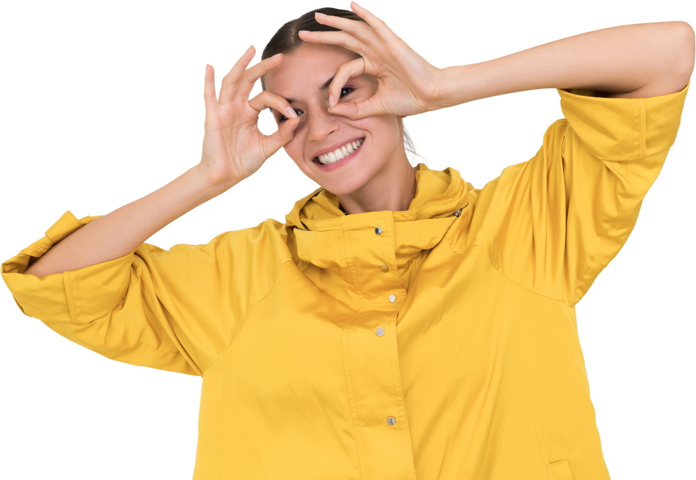 Happy Woman Making Silly Face Gestures